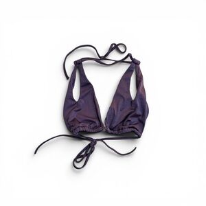 Y2K Victoria's Secret Shiny Purple Halter Triangle Bikini Bra Top Size Medium